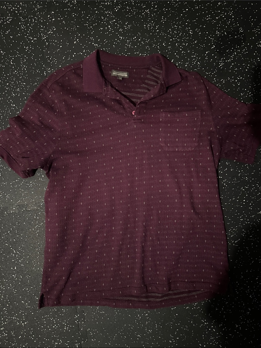 Denver Hayes Men's Burgundy Polo with Subtle Dot Texture